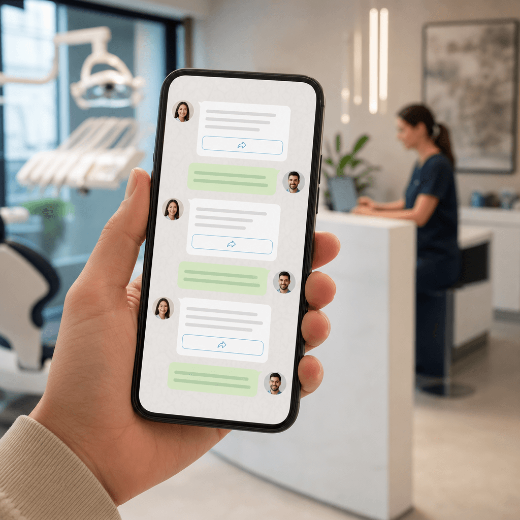 Screenshot mockup of a WhatsApp reminder conversation showing confirmation prompt and one-tap reschedule button in multiple languages