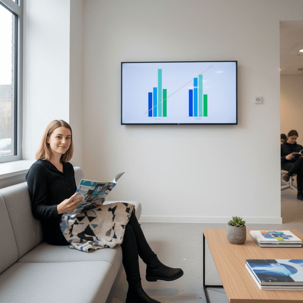 Vergelijkende grafiek met twee kolommen: links de kosten van parttime receptionist vs. rechts voice AI, met duidelijke break-even lijn